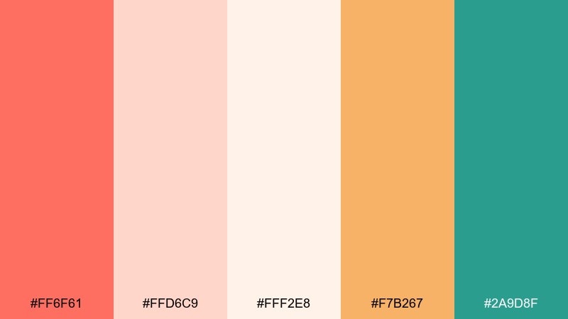 sunset sorbet color palette with hex codes