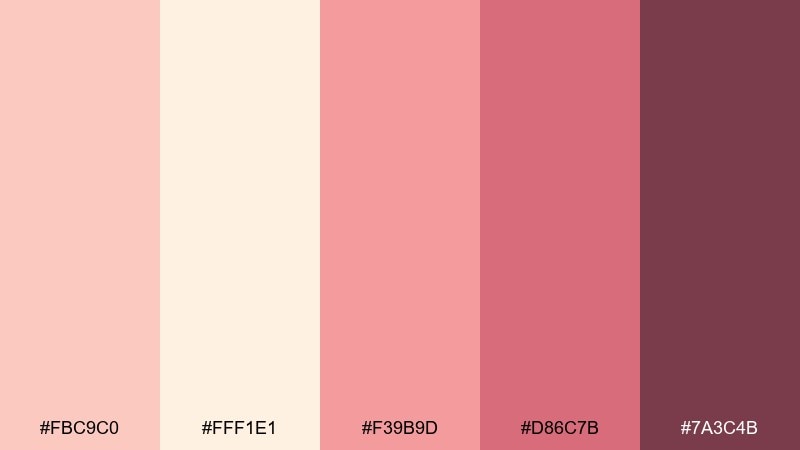 sunset sorbet pink cream color palette with hex codes