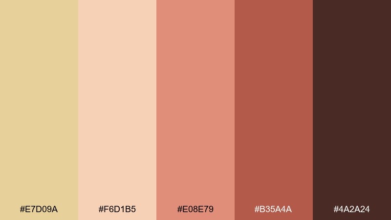 sunset terracotta pale gold color palette with hex codes