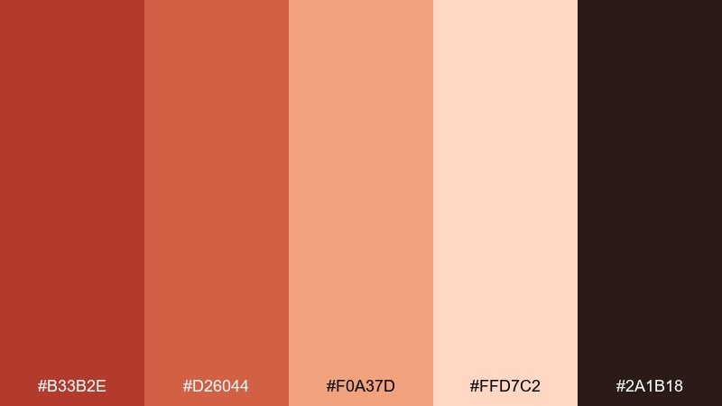 sunset terracotta ruddy color palette with hex codes