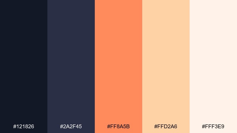 sunset type portfolio color palette with hex codes