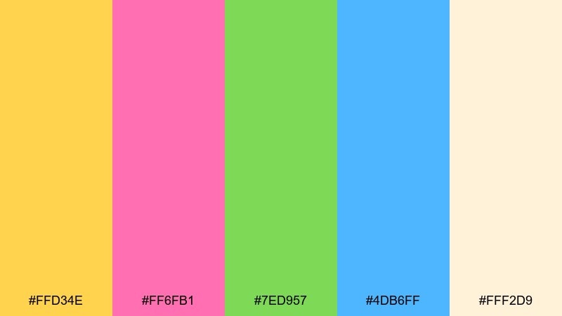 sunshine sprinkles kids color palette with hex codes