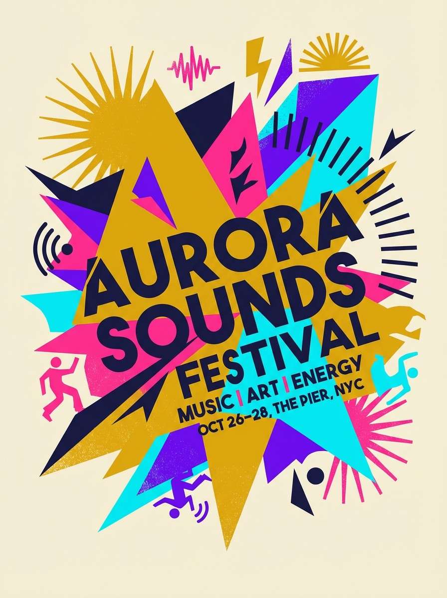 festival poster in bold neon tones