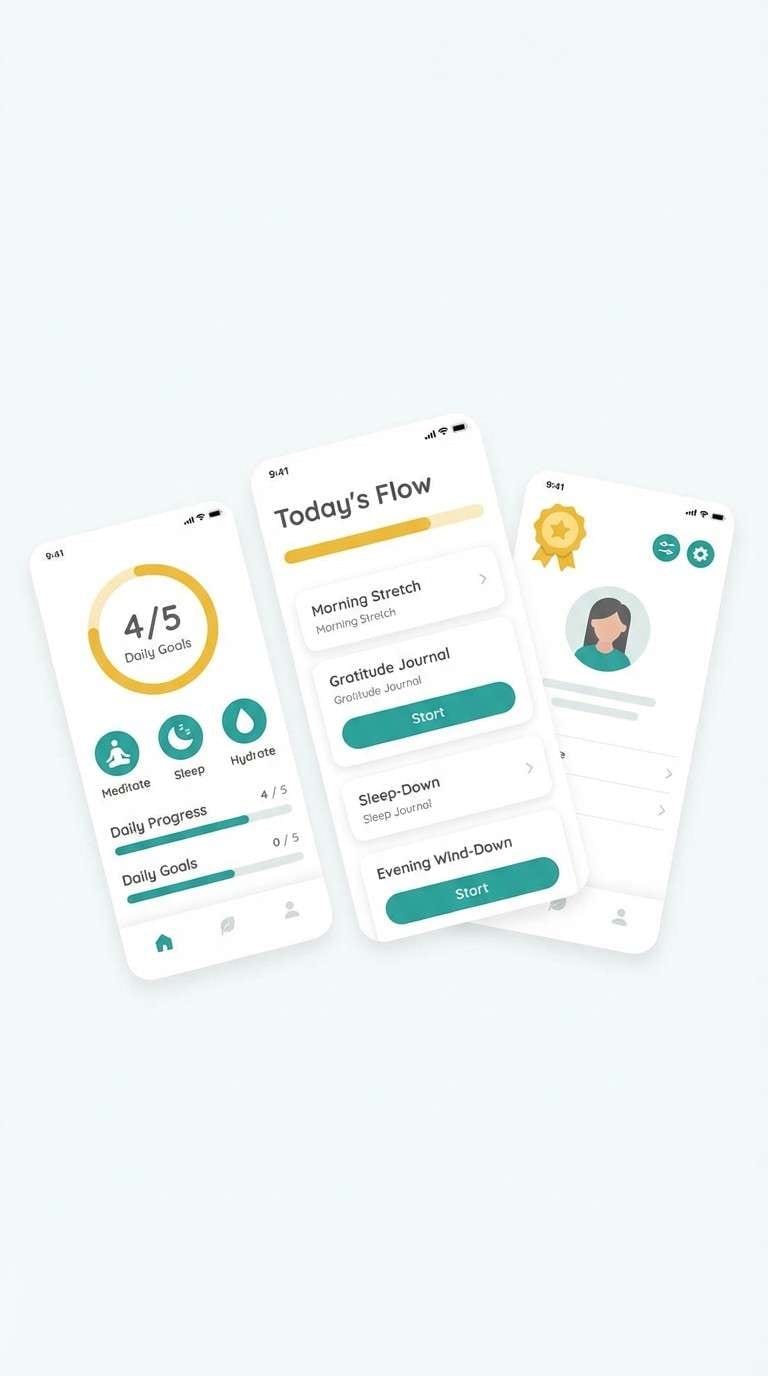 wellness ui with teal and yellow