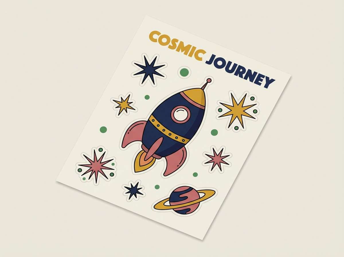 retro stickers in bold warm colors