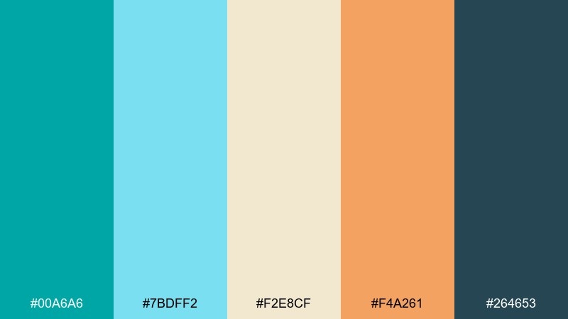 surf league aqua and sand sports color palette with hex codes