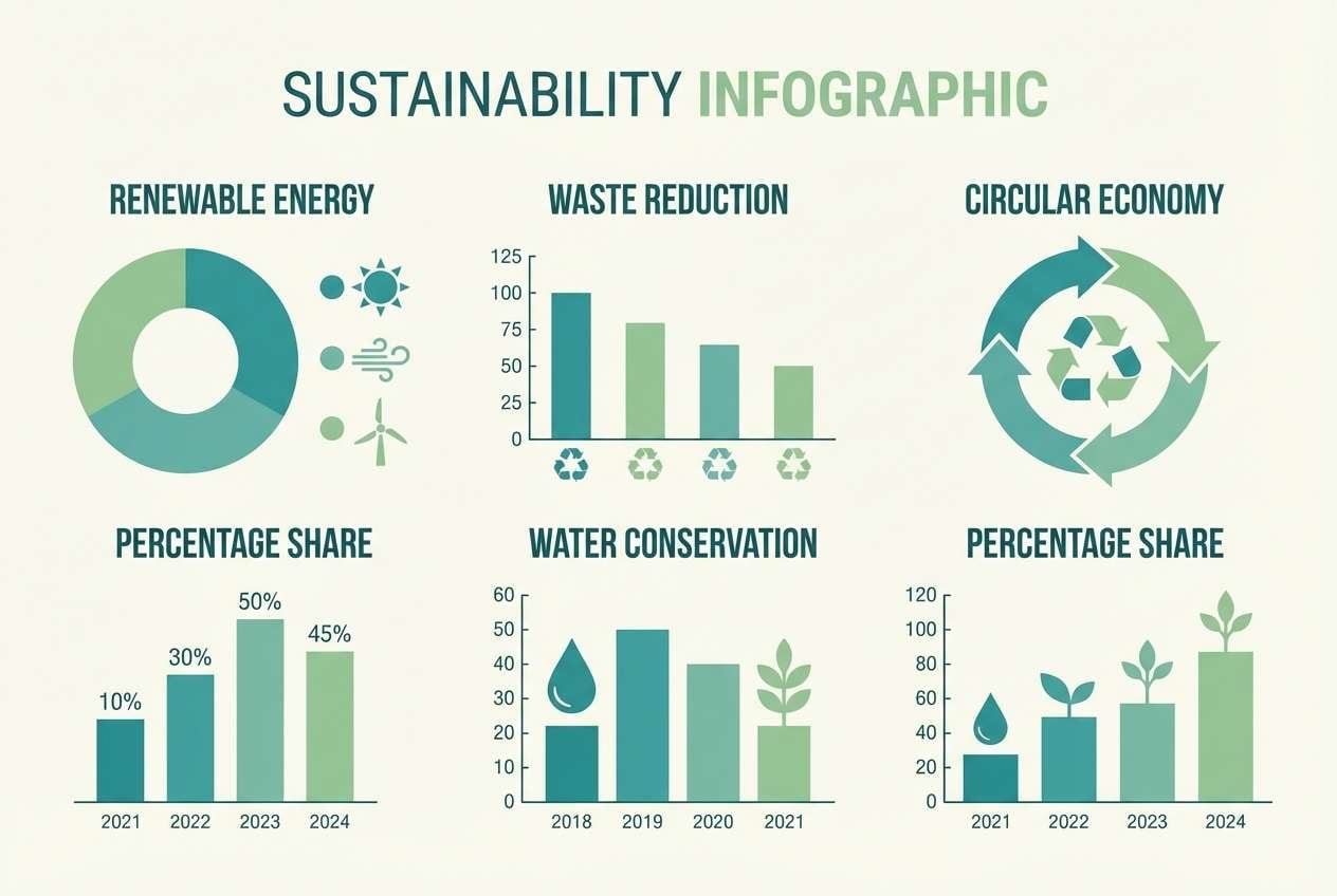 teal green sustainability infographic