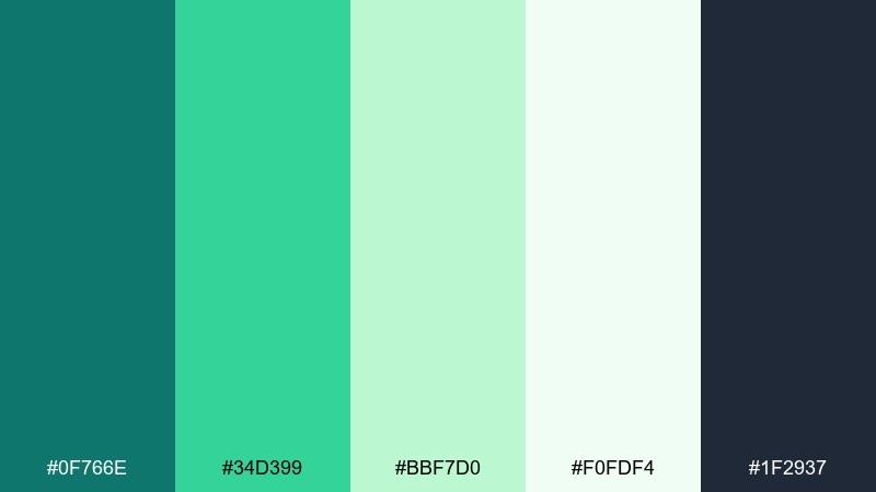 sustainable seafoam pack color palette with hex codes