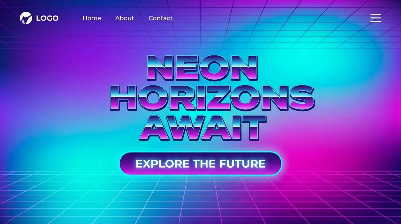 synthwave landing hero ui