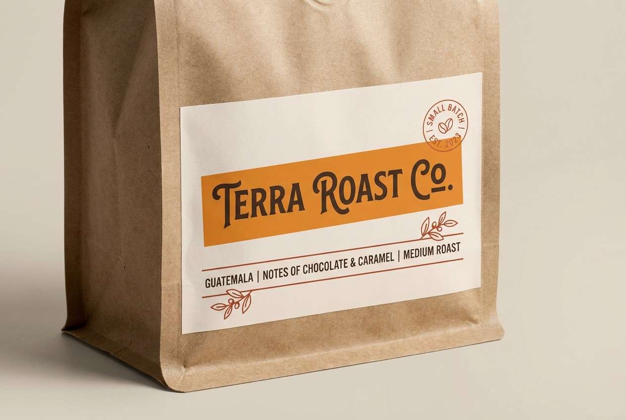 coffee label in warm tones