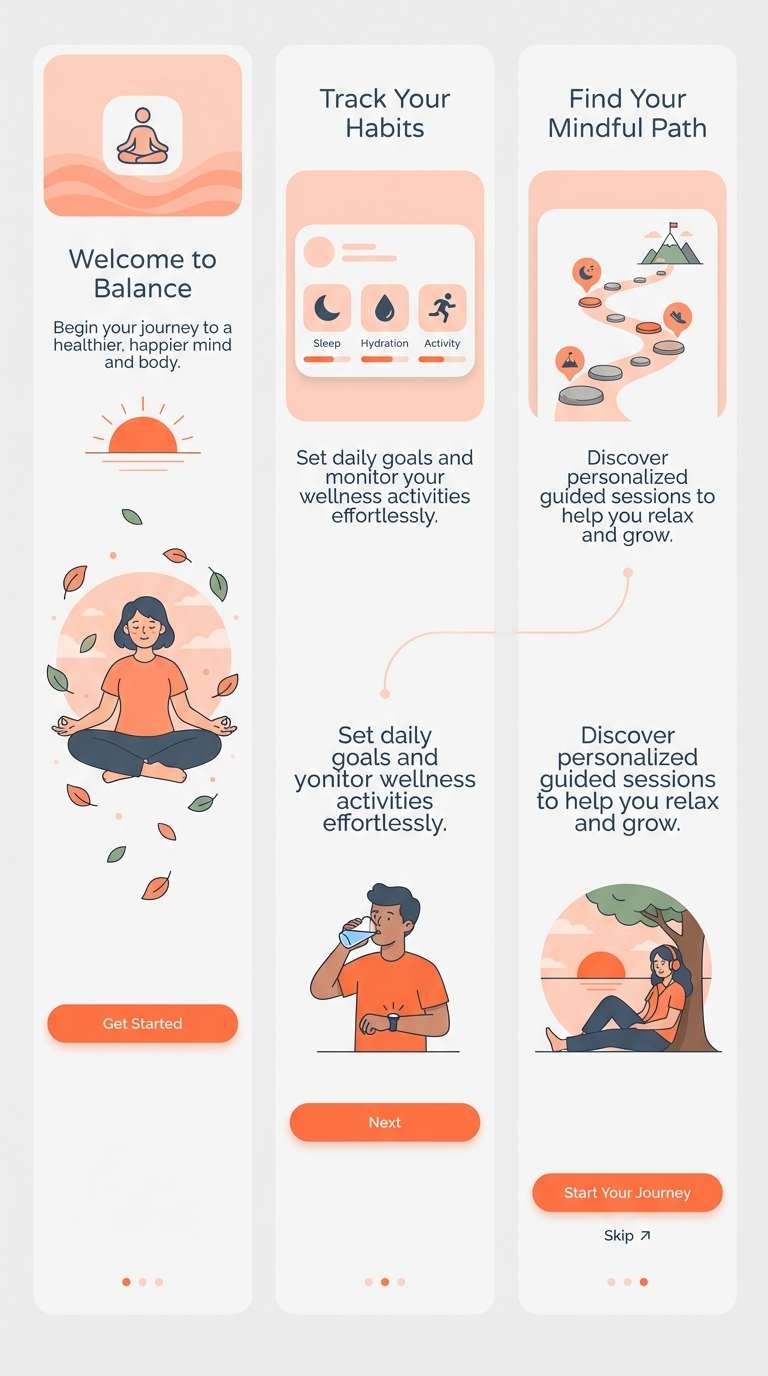 wellness onboarding ui screens