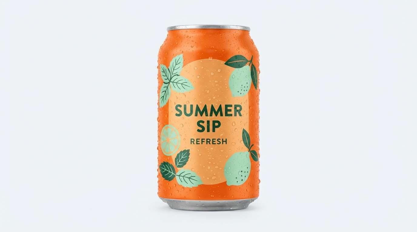 summer beverage can ad
