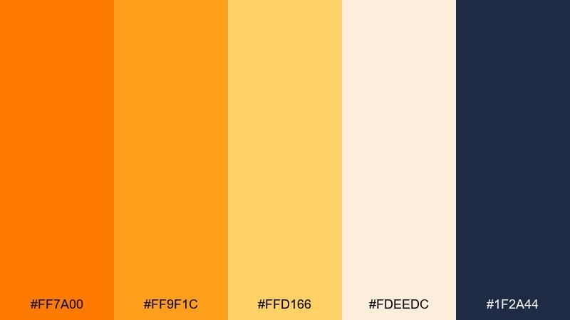 tangerine fade color palette with hex codes