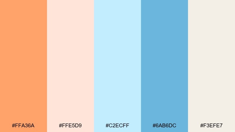 tangerine linen orange pastel blue color palette with hex codes