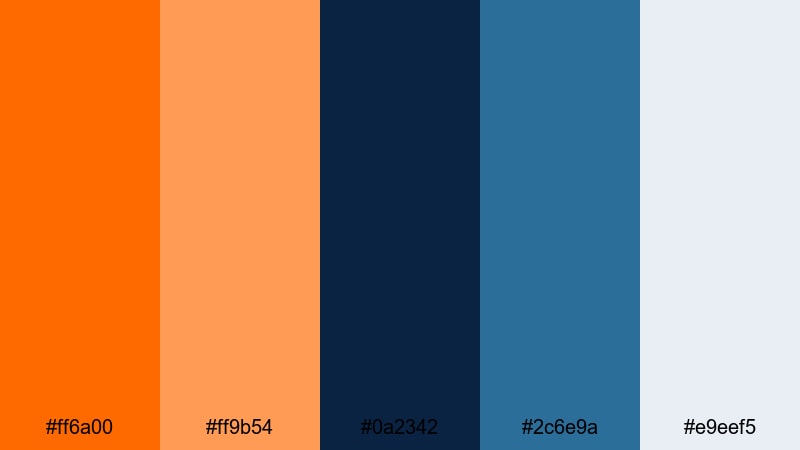 tangerine navy color palette with hex codes