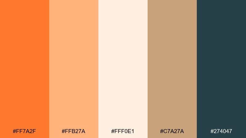 tangerine tea time color palette with hex codes