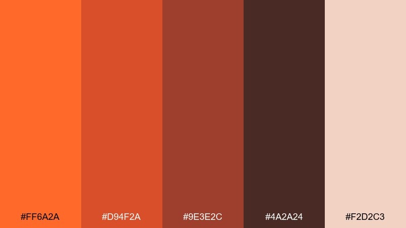tangerine umber sports color palette with hex codes