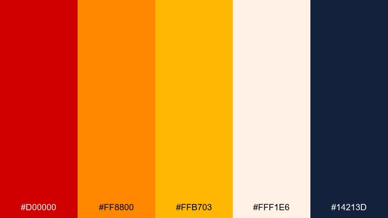 tangerine workout red orange yellow color palette with hex codes
