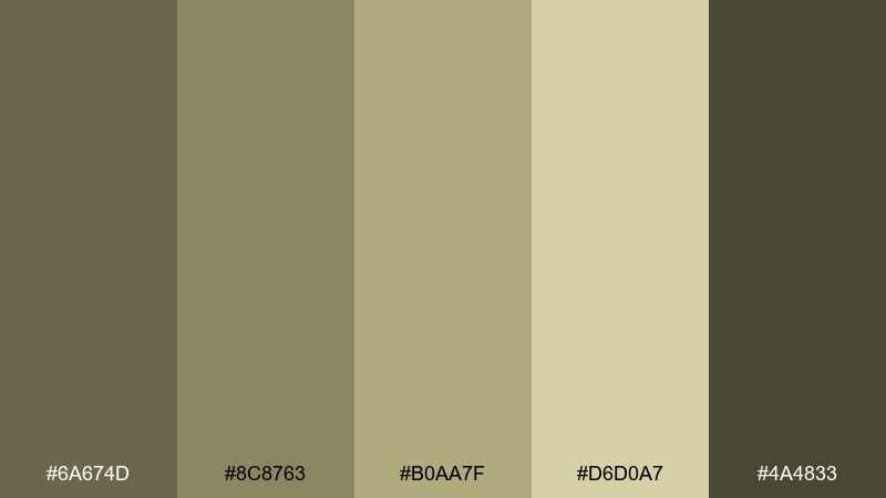 tarnished brass drab color palette with hex codes