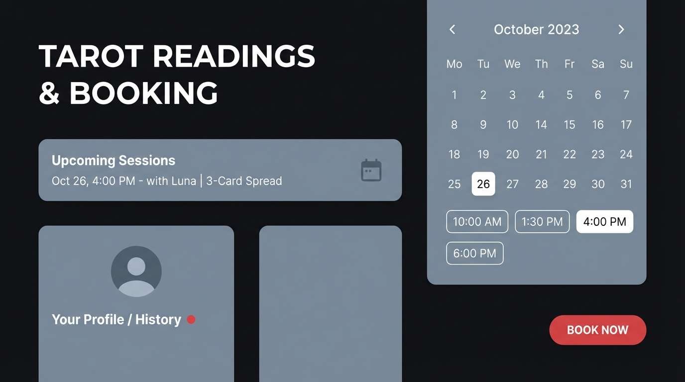 dark tarot booking ui