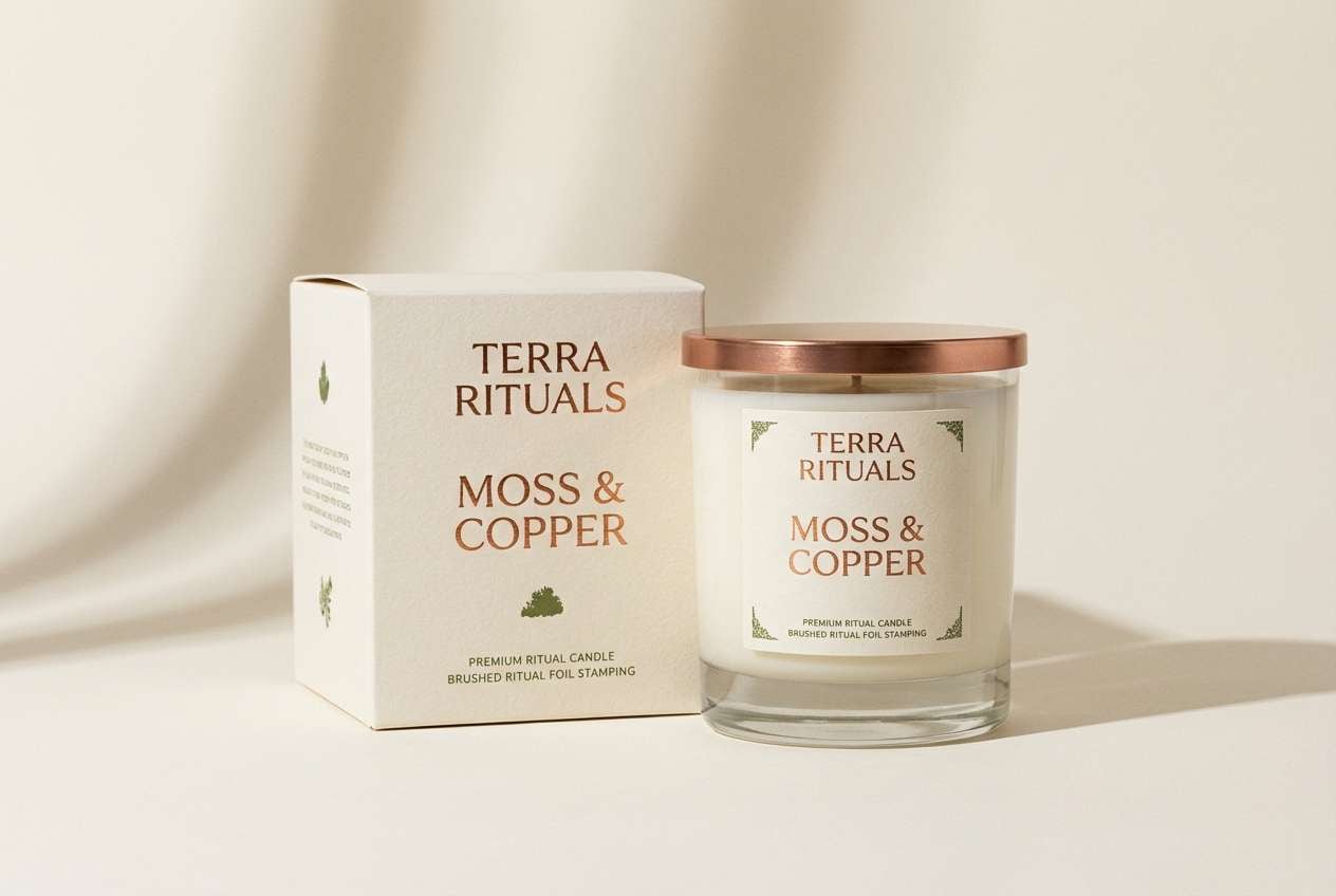 copper ritual candle label