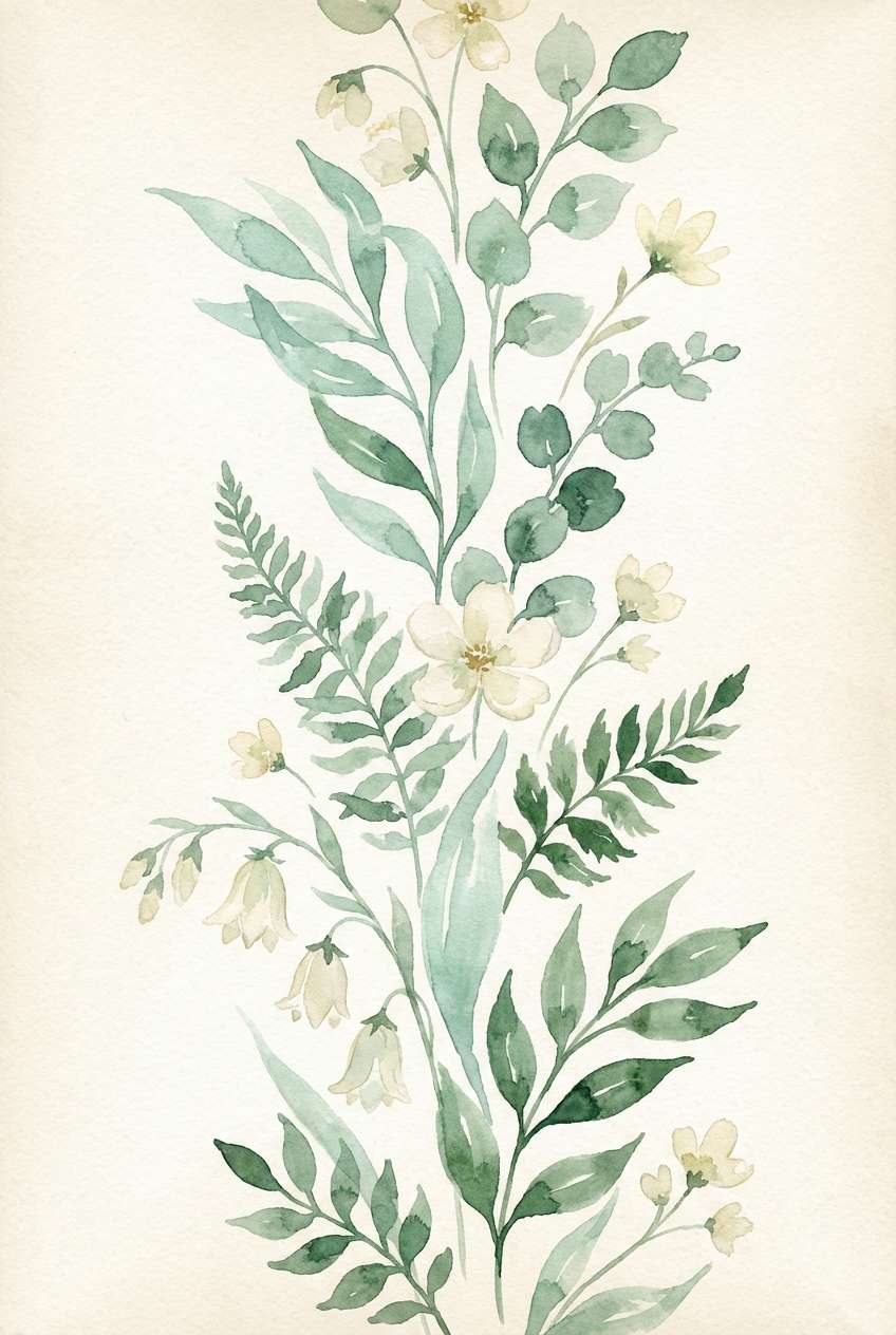 green botanical tarot watercolor