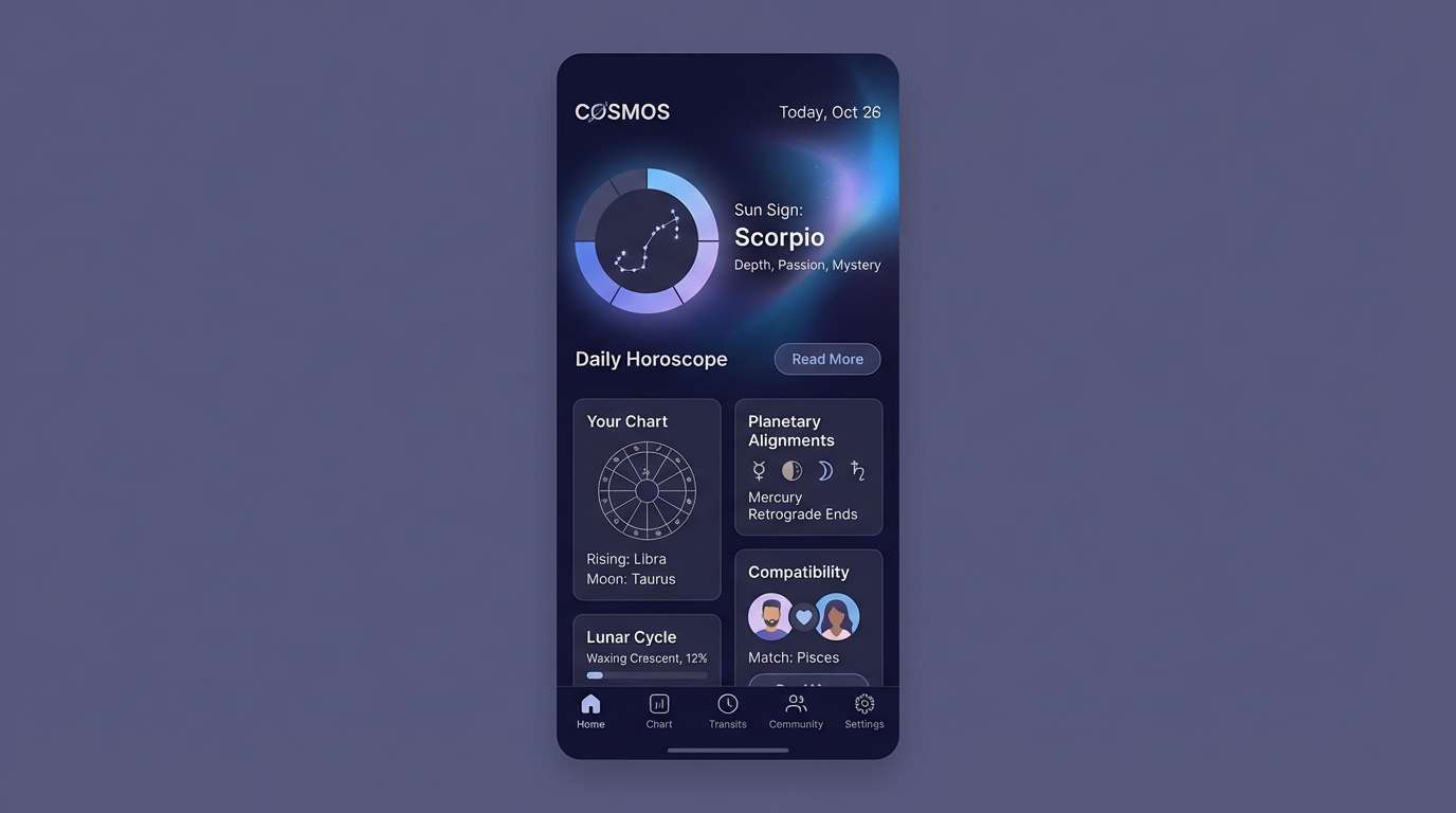 indigo astrology ui mockup