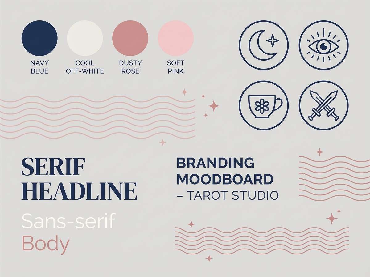 navy rose tarot moodboard