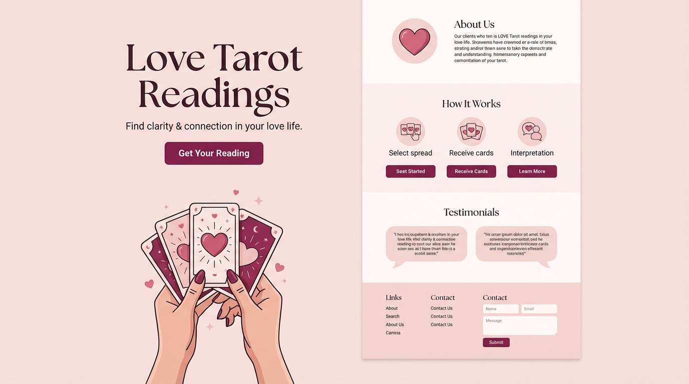 blush tarot landing page