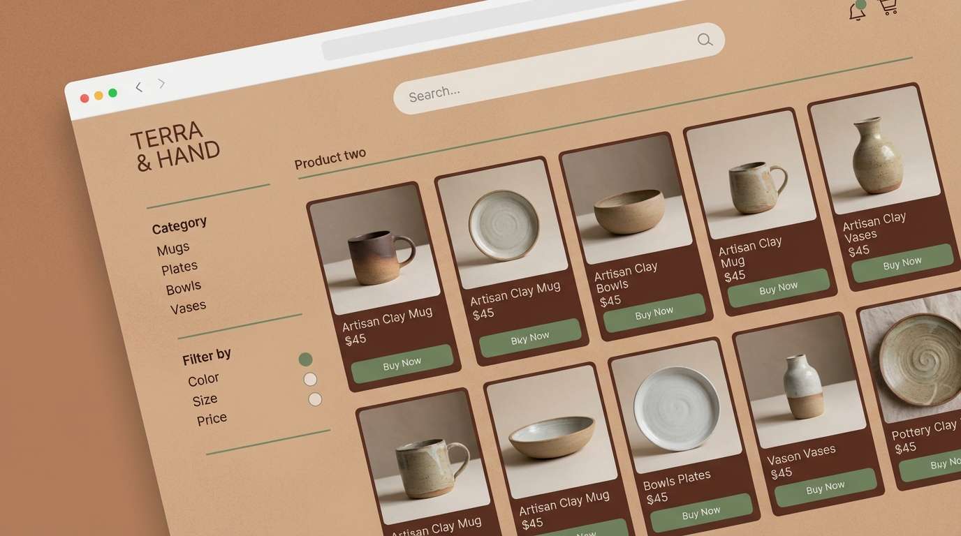 handmade shop ui in greens