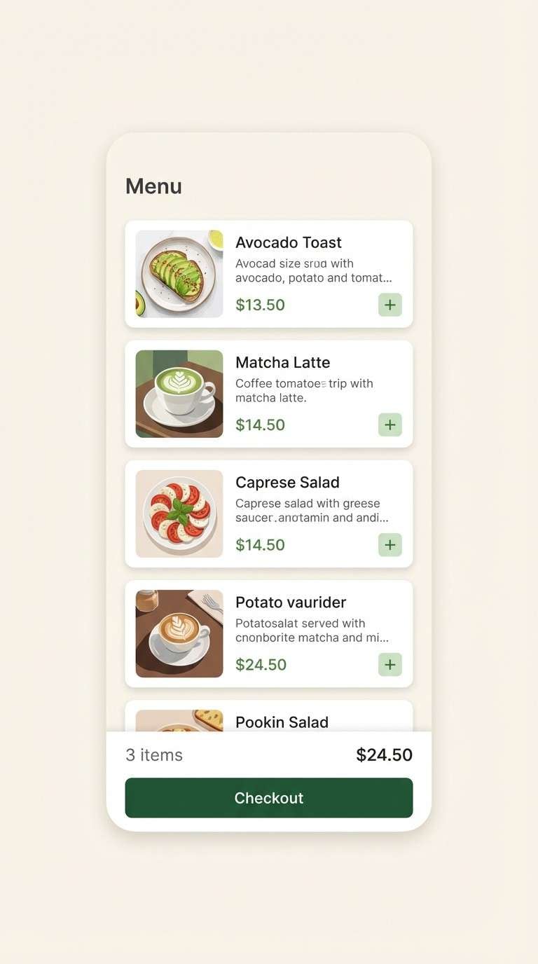 restaurant ui in tea greens