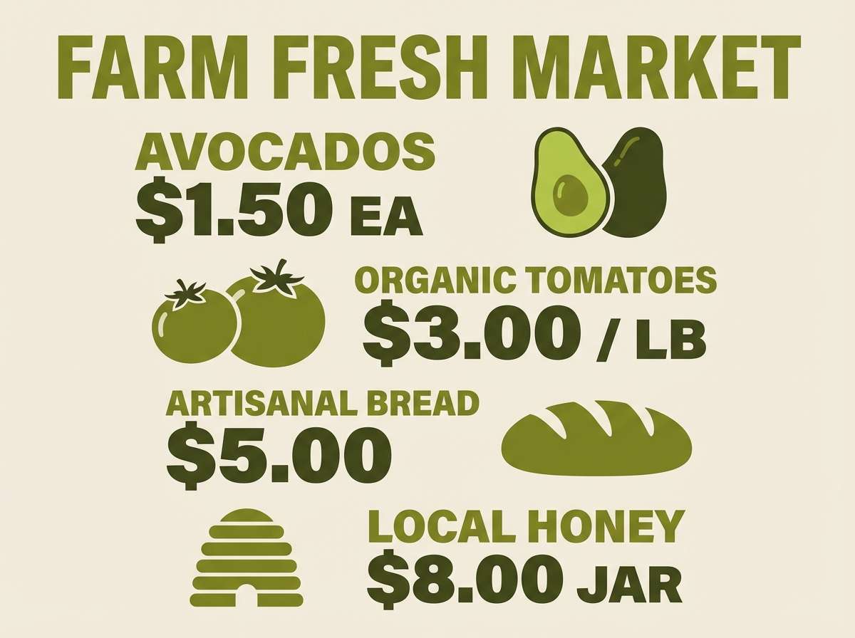 farmers market poster in greens