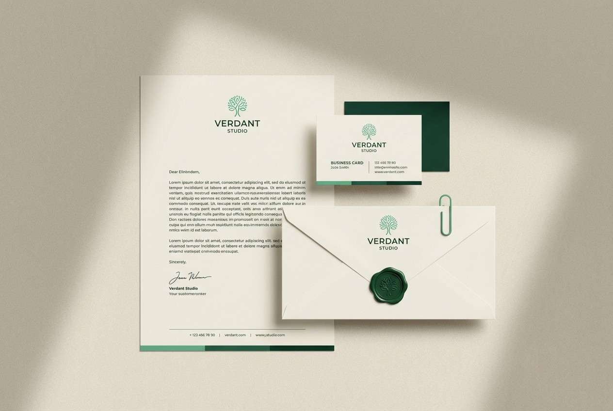 jade green stationery set