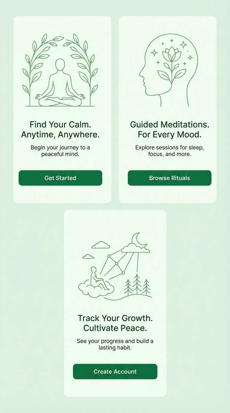 meditation onboarding ui greens