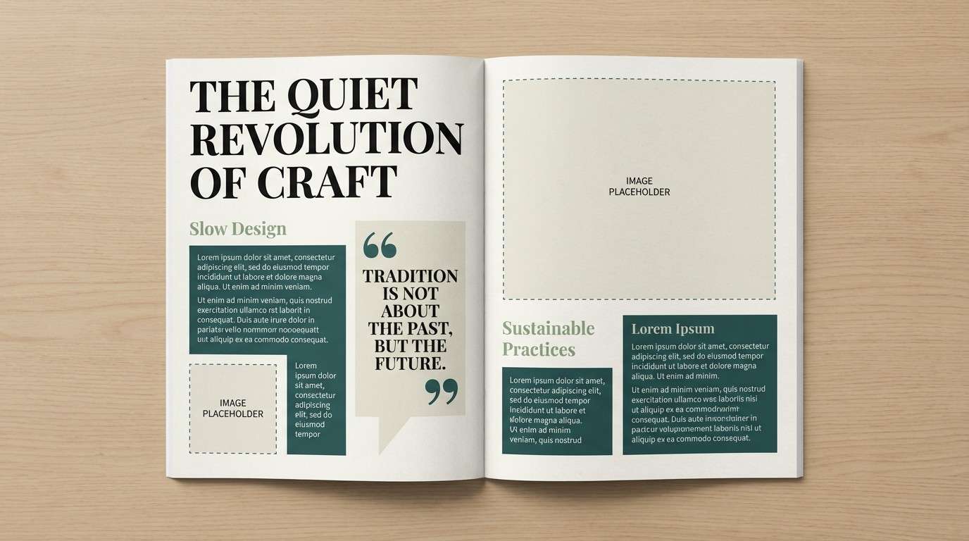 sage editorial spread layout