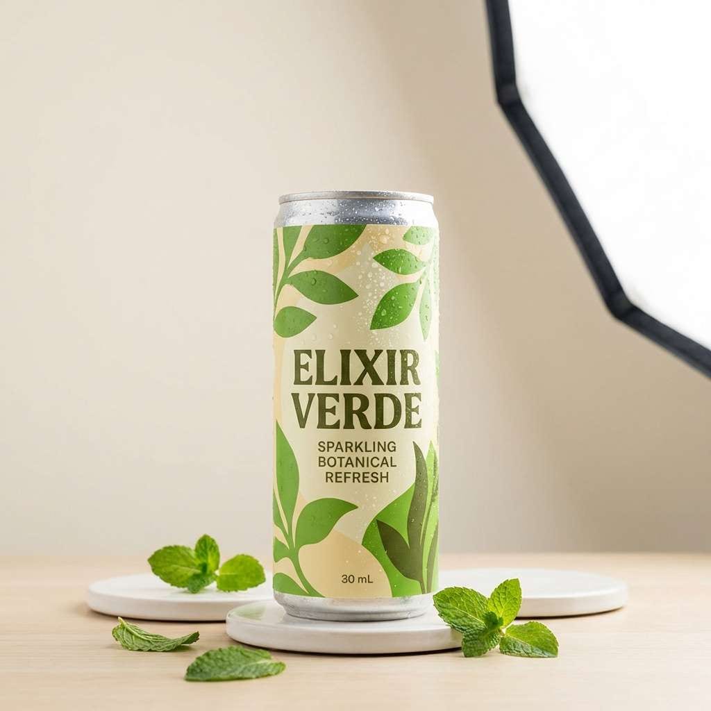 drink can ad in greens