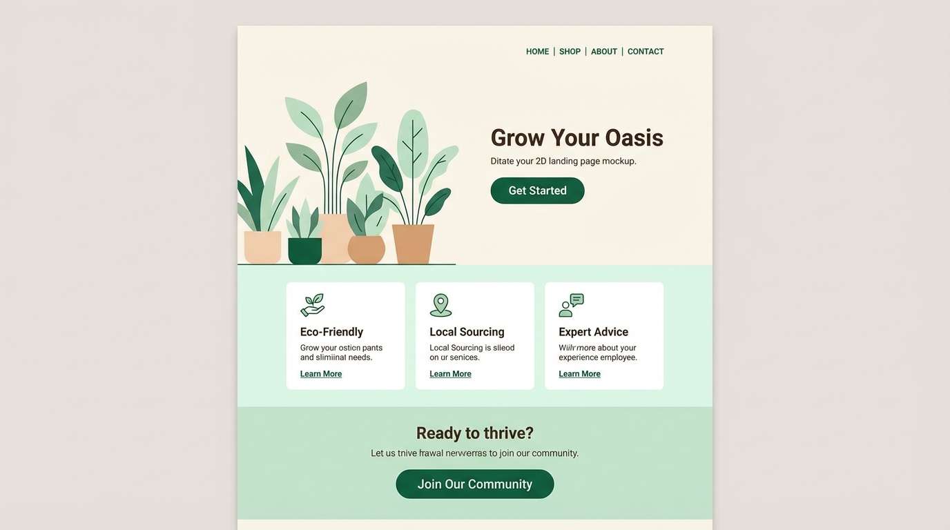 mint green landing page