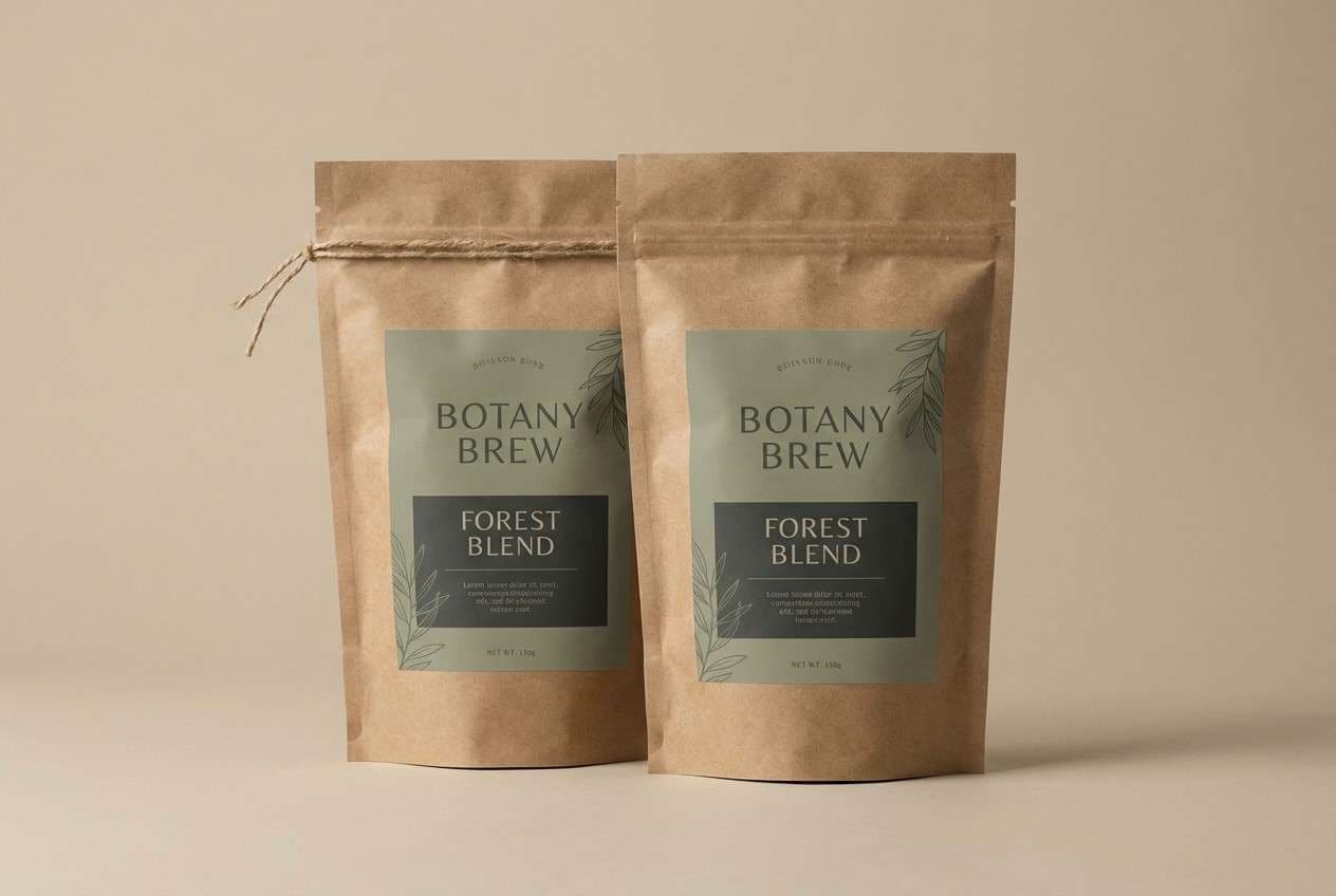 craft packaging in forest greens