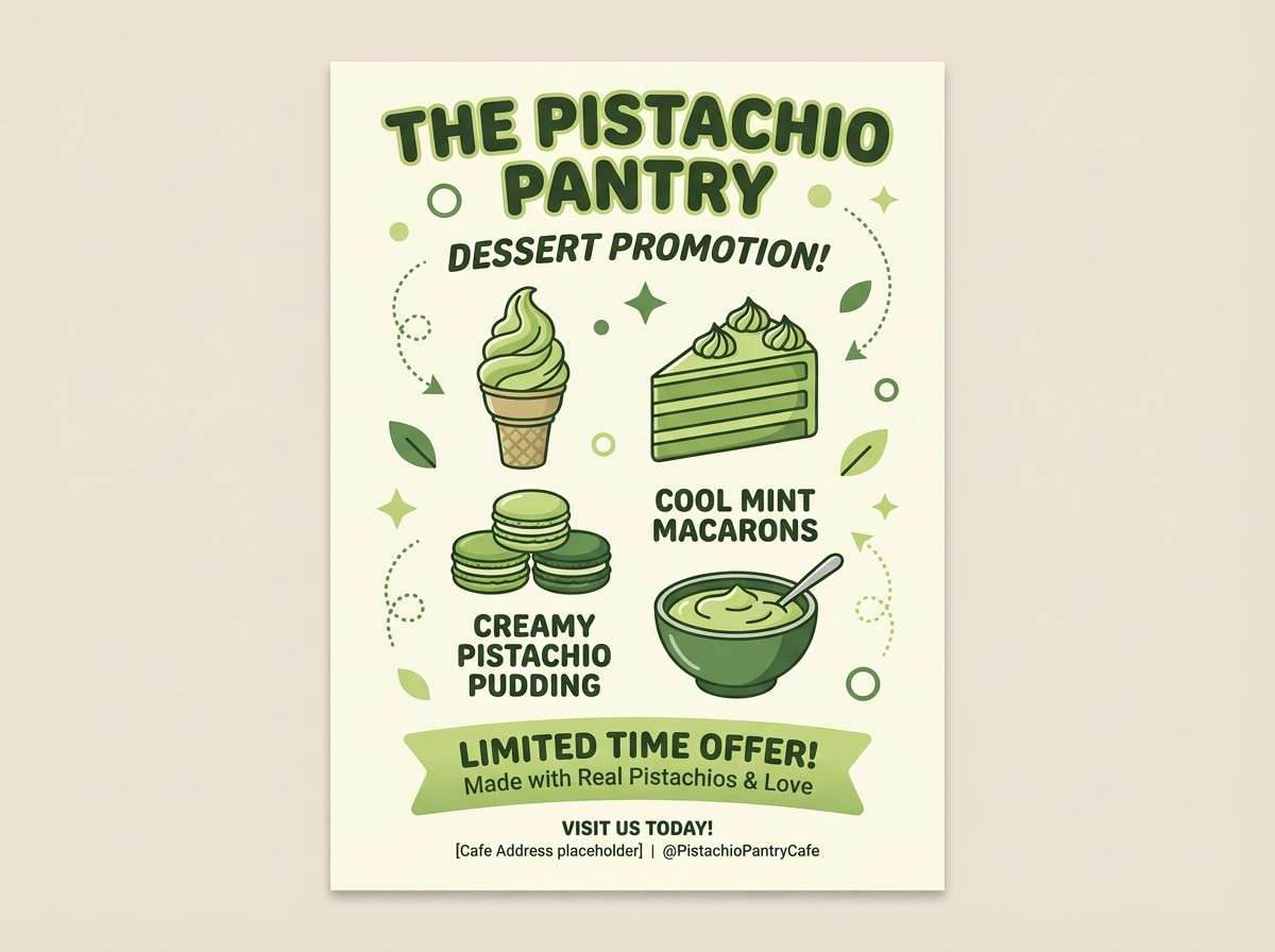 pistachio green dessert flyer