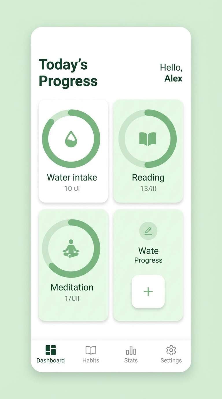 habit tracker ui in greens