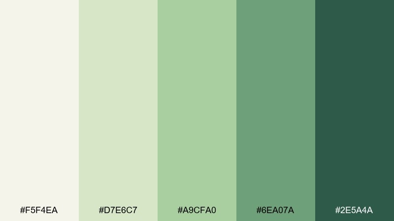 tea house ui tea green color palette with hex codes