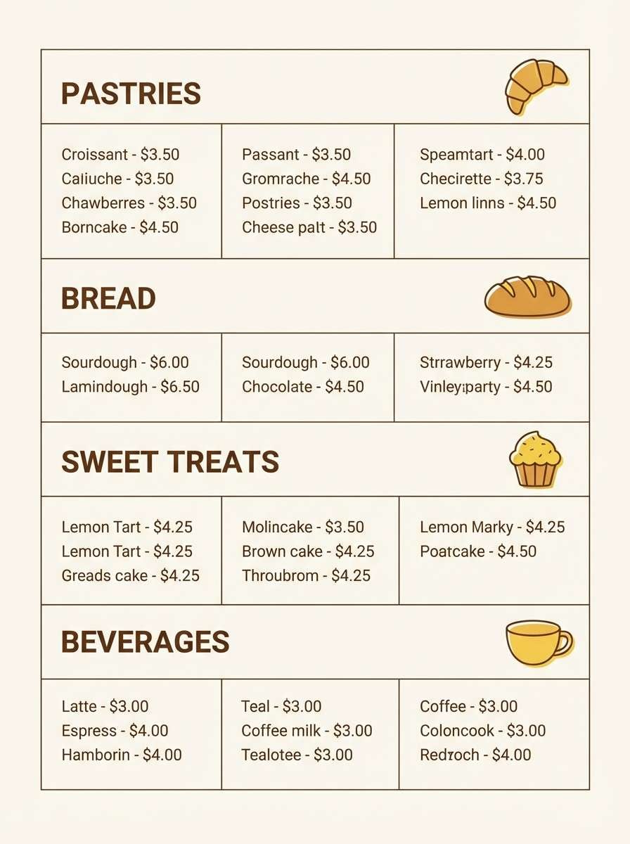 bakery menu flyer