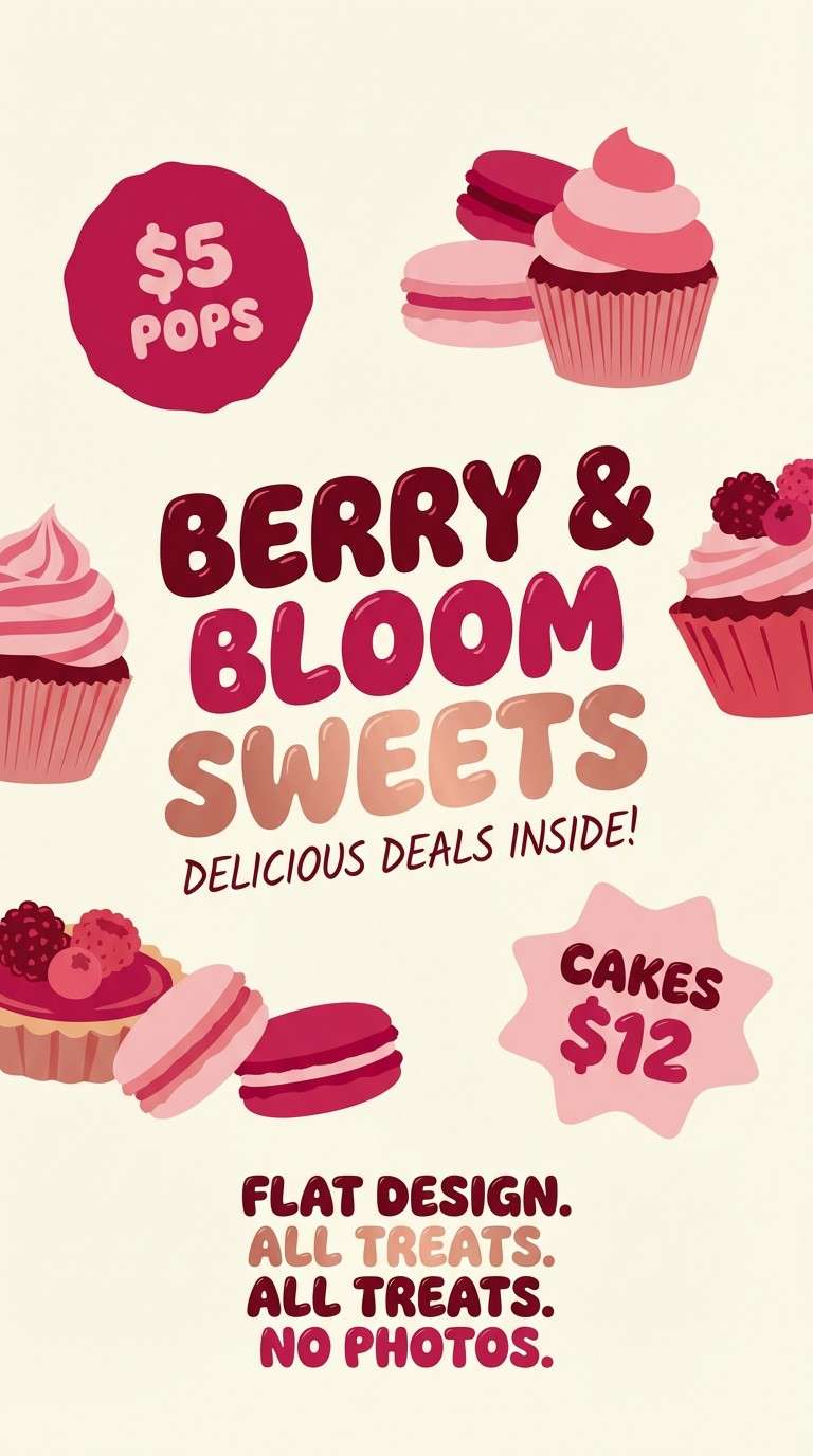 berry pink dessert promo poster