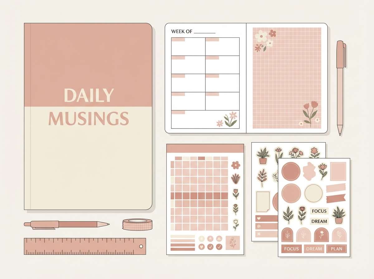 soft blush planner stationery