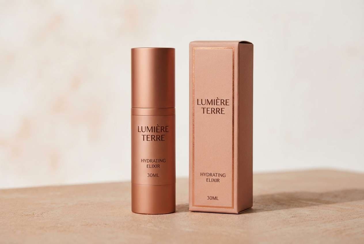 cosmetic packaging in copper rose