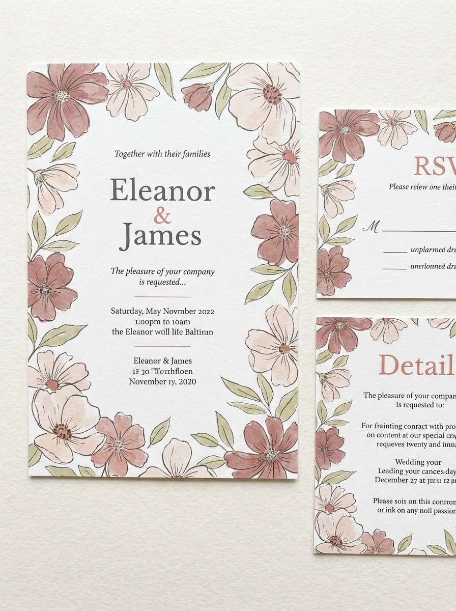 vintage rose wedding invitation