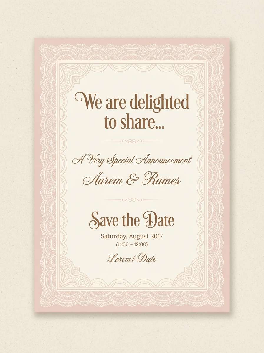 antique lace announcement card