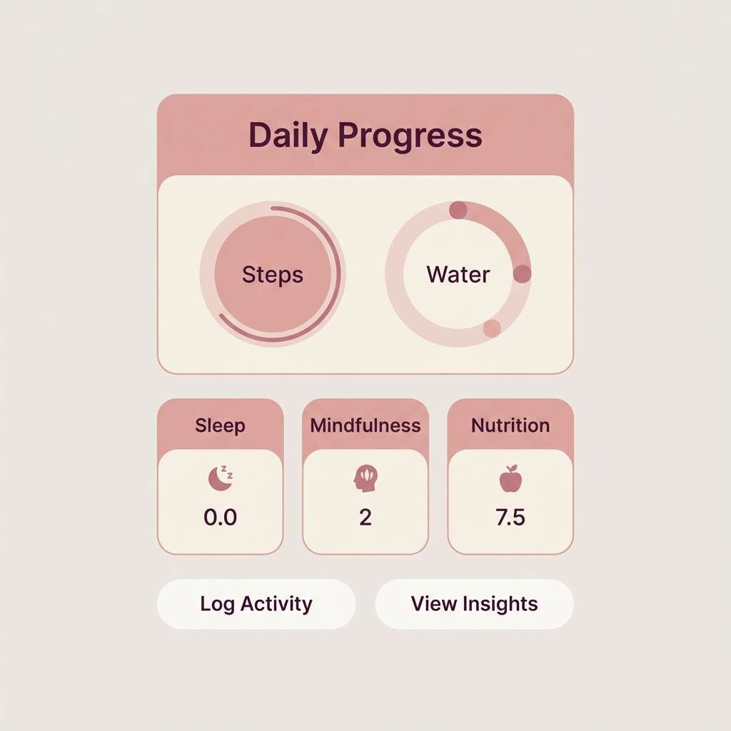 wellness ui in rosewater tones