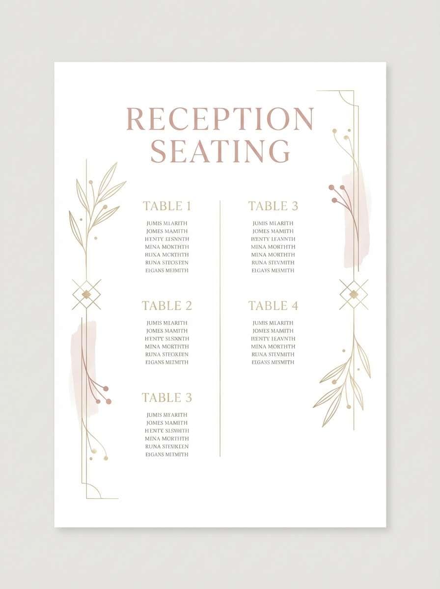 blush champagne seating chart