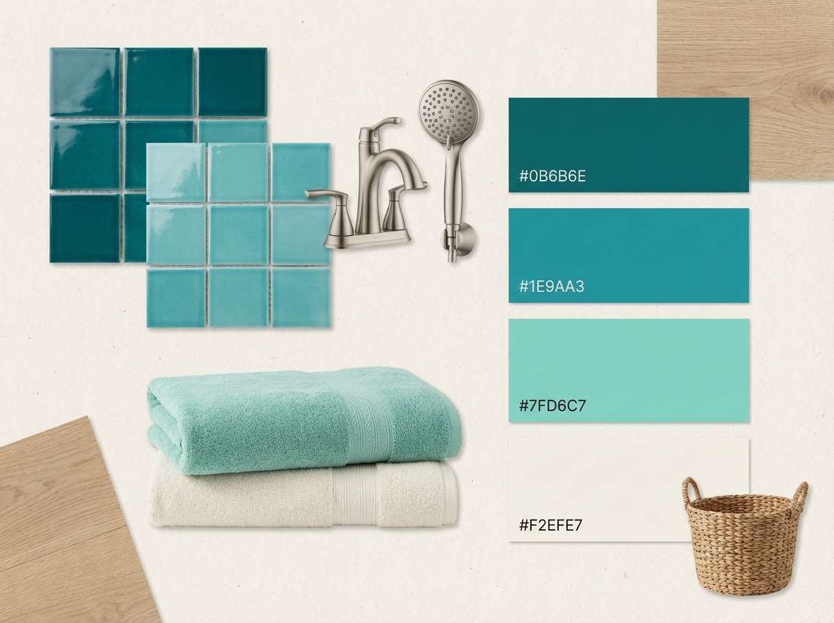 coastal kelp bathroom moodboard